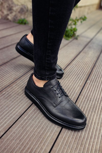 CH003 - DST Classica Pelle Di Cuoio Erkek Ayakkabı SIYAH