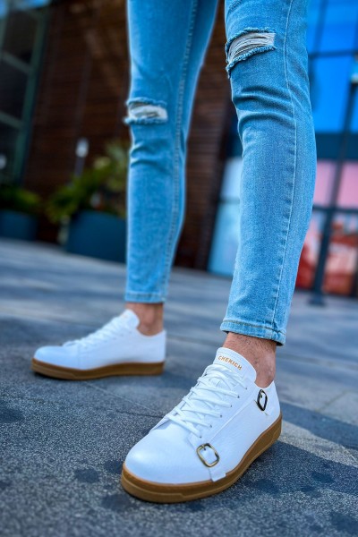 CH191 - CKT Side Buckle Erkek Ayakkabı BEYAZ