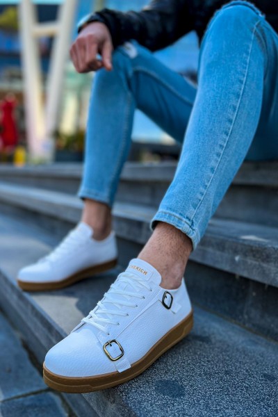 CH191 - CKT Side Buckle Erkek Ayakkabı BEYAZ