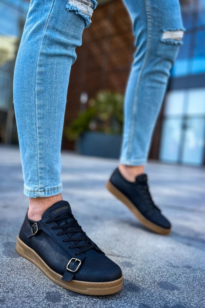 CH191 - CKT Side Buckle Erkek Ayakkabı SIYAH