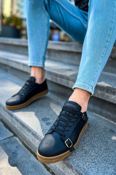 CH191 - CKT Side Buckle Erkek Ayakkabı SIYAH