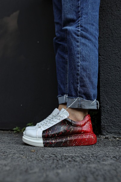 CH254 - CBT Pittura Erkek Ayakkabı 415 SIYAH / KIRMIZI PÜSKÜRTME