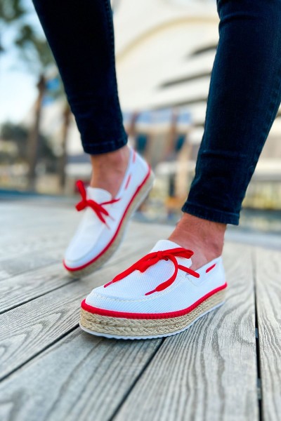 CH311 - Espadril Erkek Ayakkabı BEYAZ/KIRMIZI