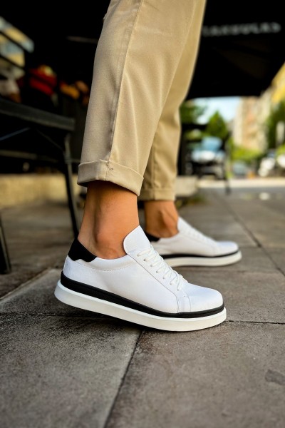 CH979 - Santoni GBT Spor Erkek Ayakkabı BEYAZ/SIYAH