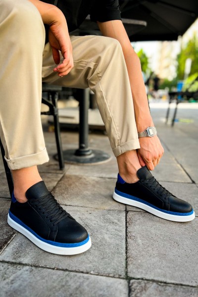 CH979 - Santoni GBT Spor Erkek Ayakkabı SIYAH/MAVI