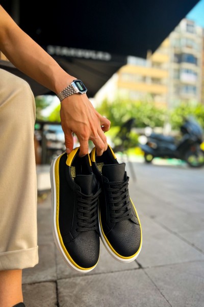 CH979 - Santoni GBT Spor Erkek Ayakkabı SIYAH/SARI